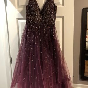 Marchesa Notte Glitter Tulle Cocktail Dress